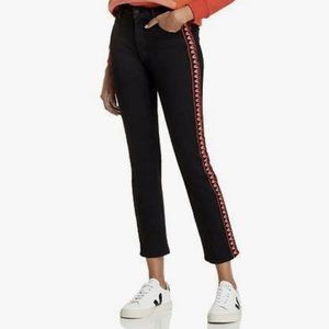 Mother Black Denim The Dazzler Mid-Rise Embroidered Leg Jeans Size 26